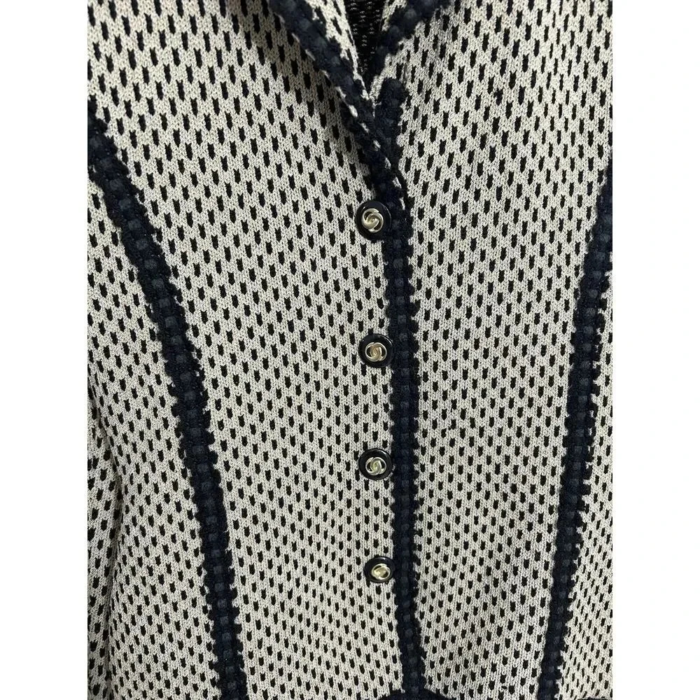 Margot Green Blazer Brown Formal Black Lines Knit Gold Buttons Vintage Size S - Picture 3 of 5